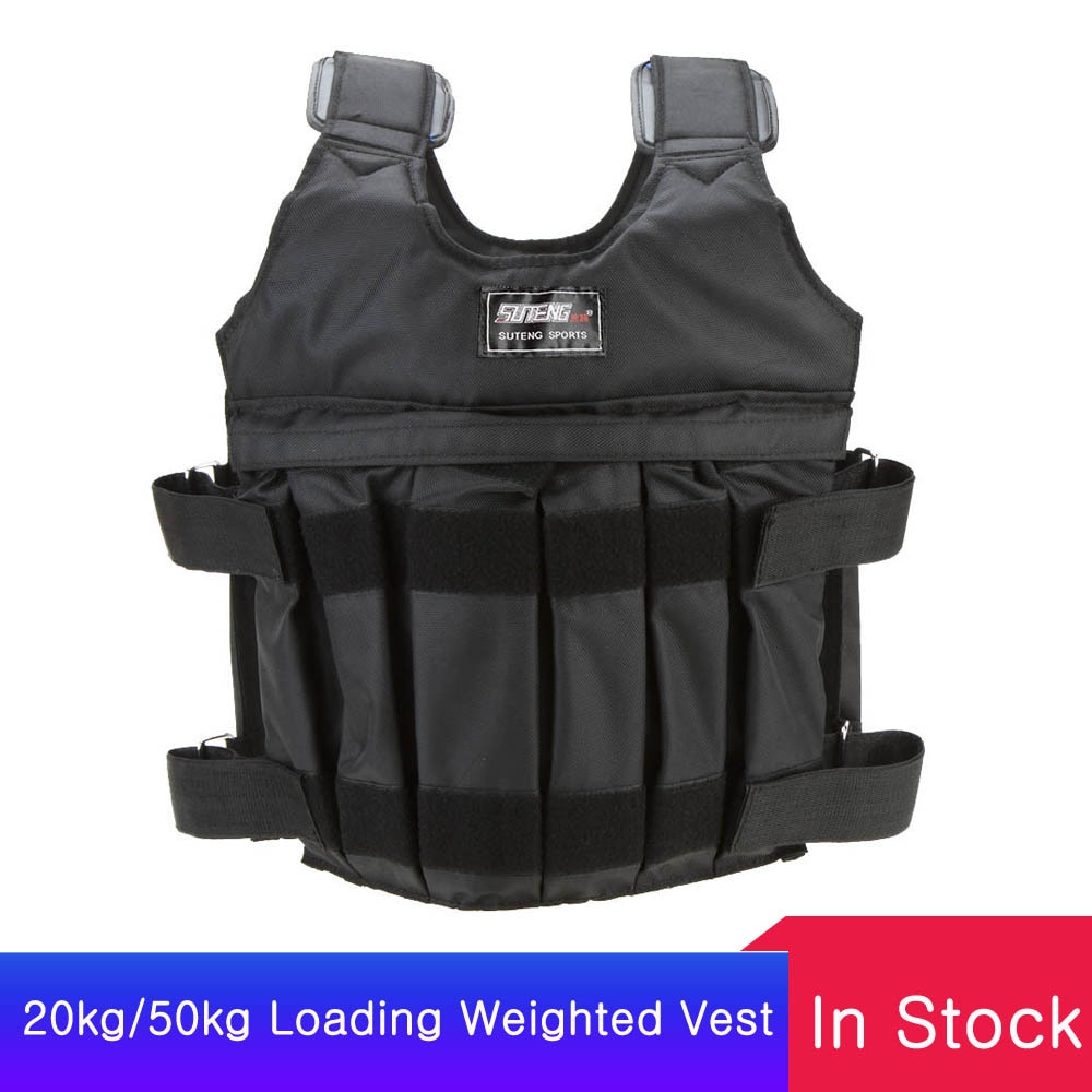 Suten 20Kg/50Kg Laden Gewogen Vest Voor Boksen Training Workout Fitnessapparatuur Verstelbare Vest Jacket Zand Kleding