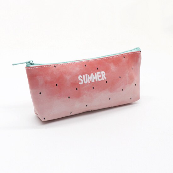 Skola pu läder pennfodral frukt vattenmelon ananas pennväska för flickor brevpapper kawaii penna kassatillbehör: B vattenmelon