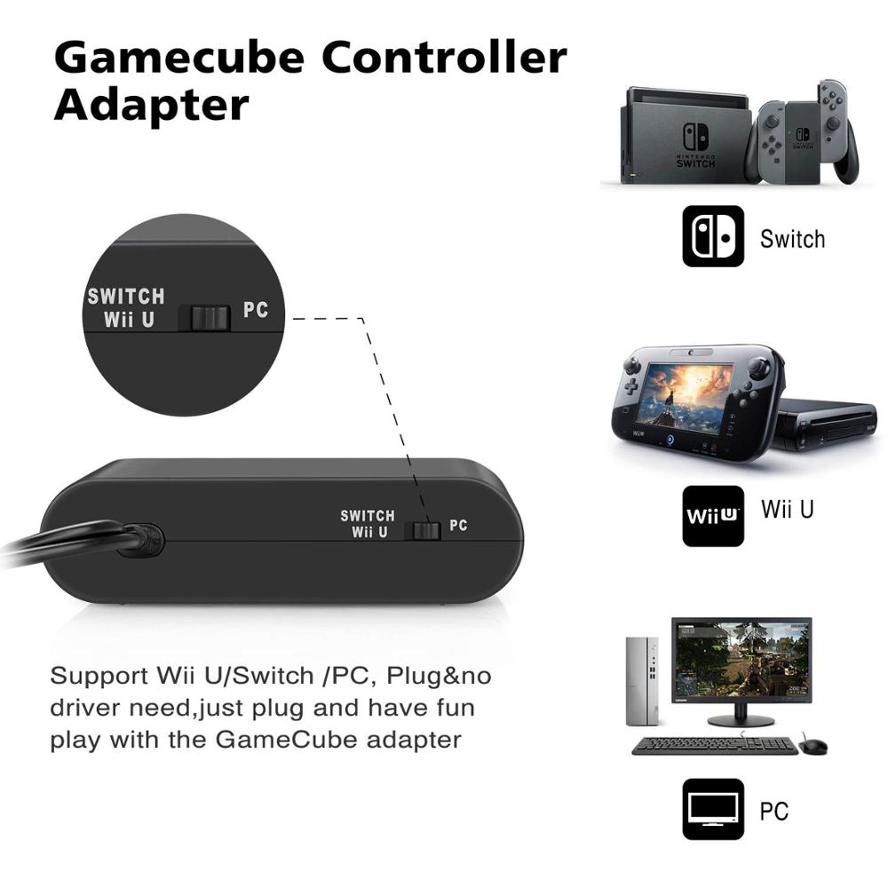 Controller Adapter. Super Smash Bros For Switch Game-cube Adapter for WII U, PC. Support Turbo and Vibration Features