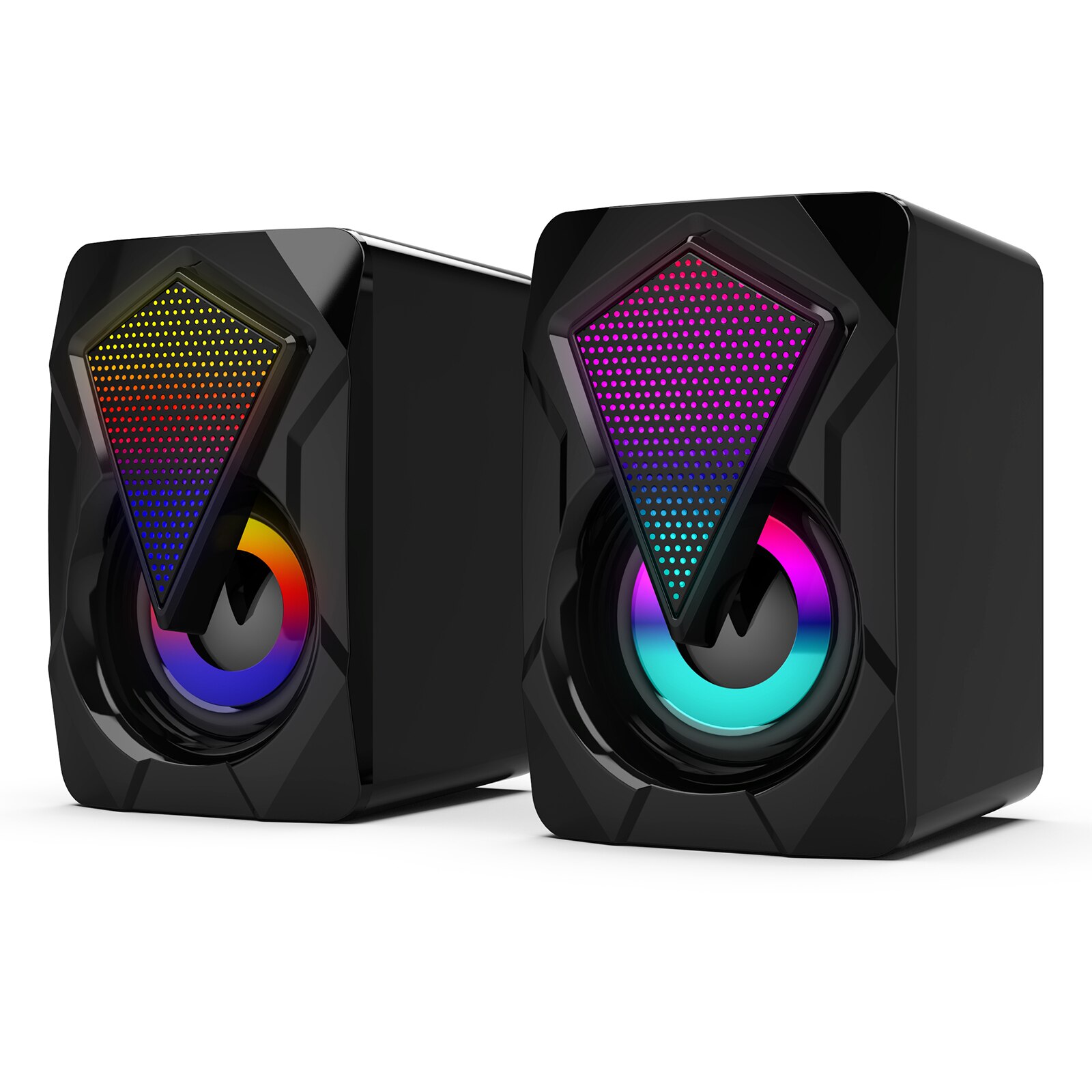 USB Powered Computer Speakers 3Wx2 Subwoofer Multimedia Bass with RGB Light