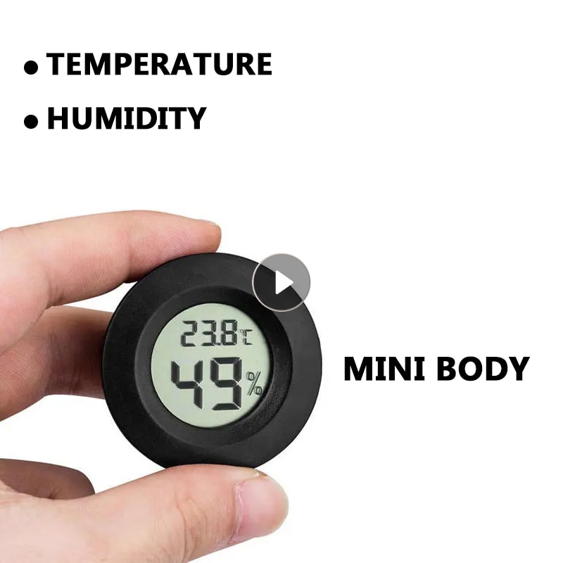 Mini lcd digitaalinen lämpömittari kosteusmittari mittari pyöreä muotoinen lcd-näyttö matelija akvaario lämpötila kosteus mittari ilmaisin työkalu