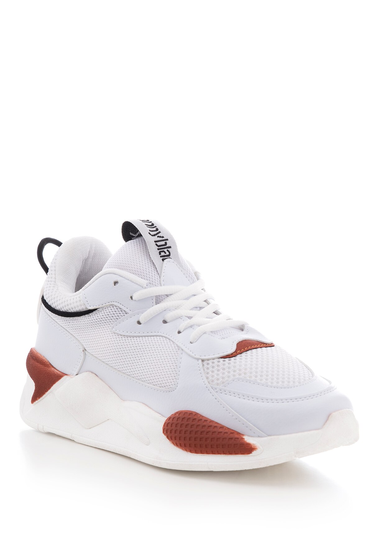 Tonny Zwart Lux Faux Lederen Anti-Slip Zool Comfortabele Licht Sportschoenen Witte Tegel TB239-0 _ 219