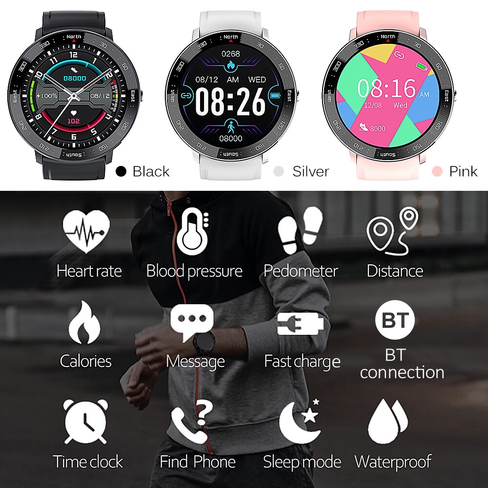 Smart Horloge Hartslag Bloeddrukmeter 100M Waterdichte Running Sport Tracker Stappenteller Stopwatch Outdoor Horloge