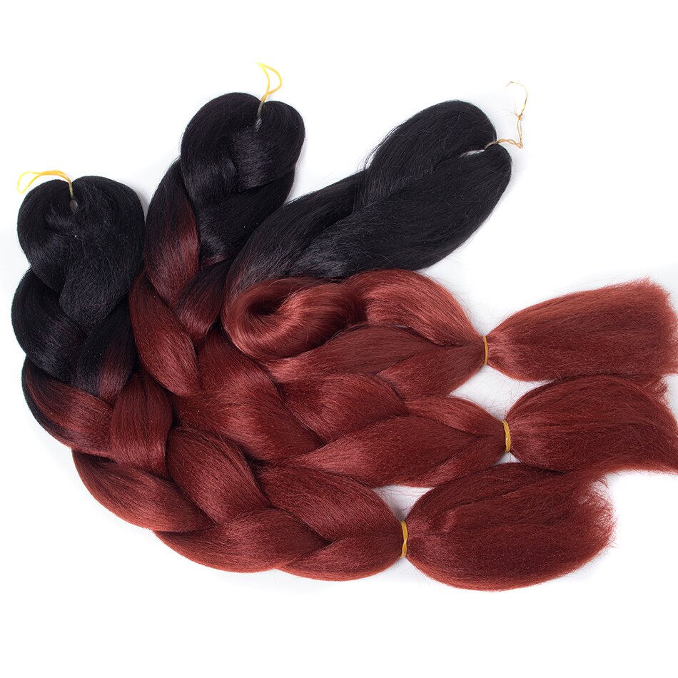 Qp Haar Twee Tone Gekleurde Gehaakte Vlechten Haar 24 &quot;(60Cm) 100 G/stk Synthetische Ombre Jumbo Vlechten Hair Extensions