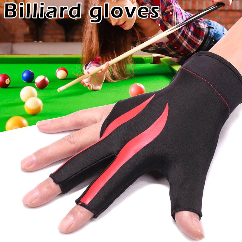 Gants de queue de billard ouverts, 1 paire, 3 doigts, antidérapants, absorbant la sueur, SEC88
