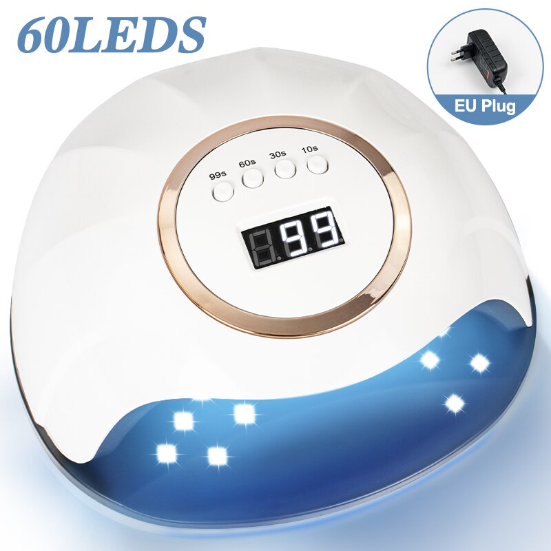 60LED UV Nail Dryer For Manicure Fast Drying Gel Nail Polish With 4 Timer Setting With LCD Display Salon Use Nail Art Tools: F13