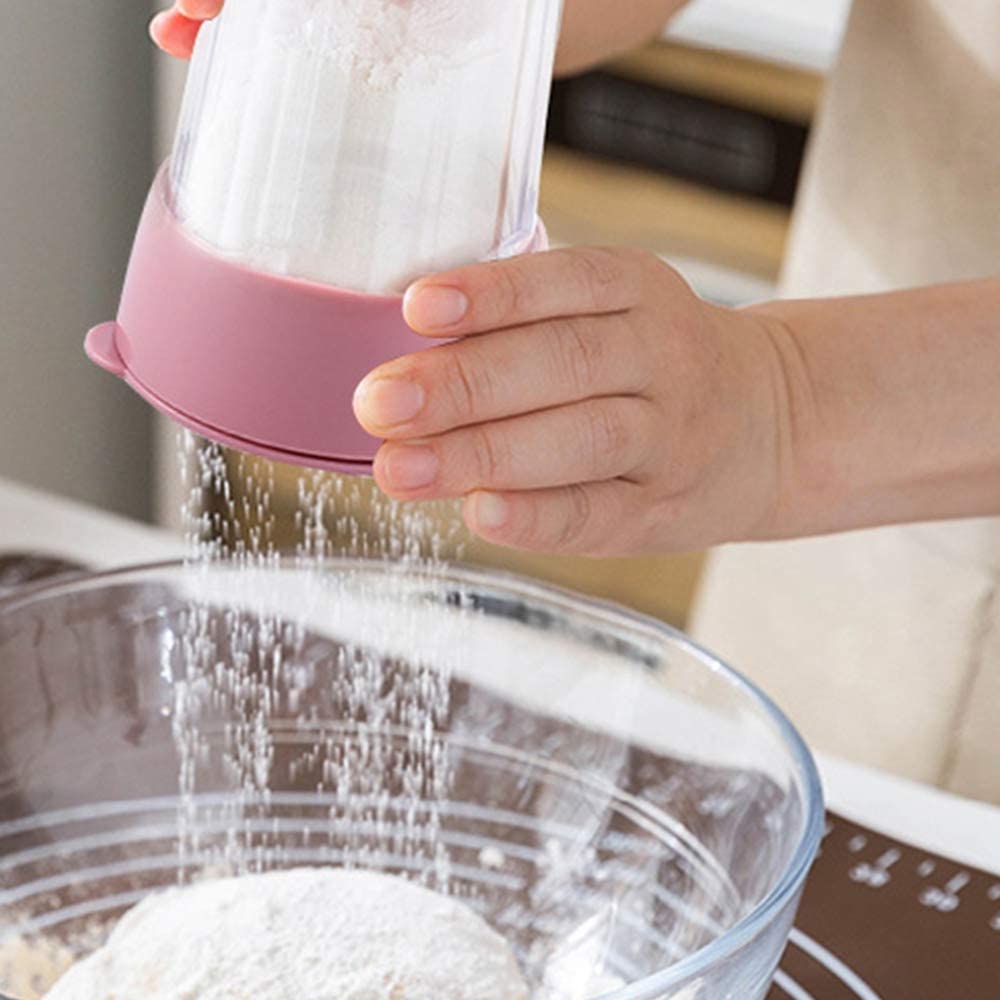 Icing Sugar Sieve Dispenser Flour Sifter with Lid Powder Sugar Shaker Fine Mesh Hand Crank Cocoa Chocolate Coffee Sifter
