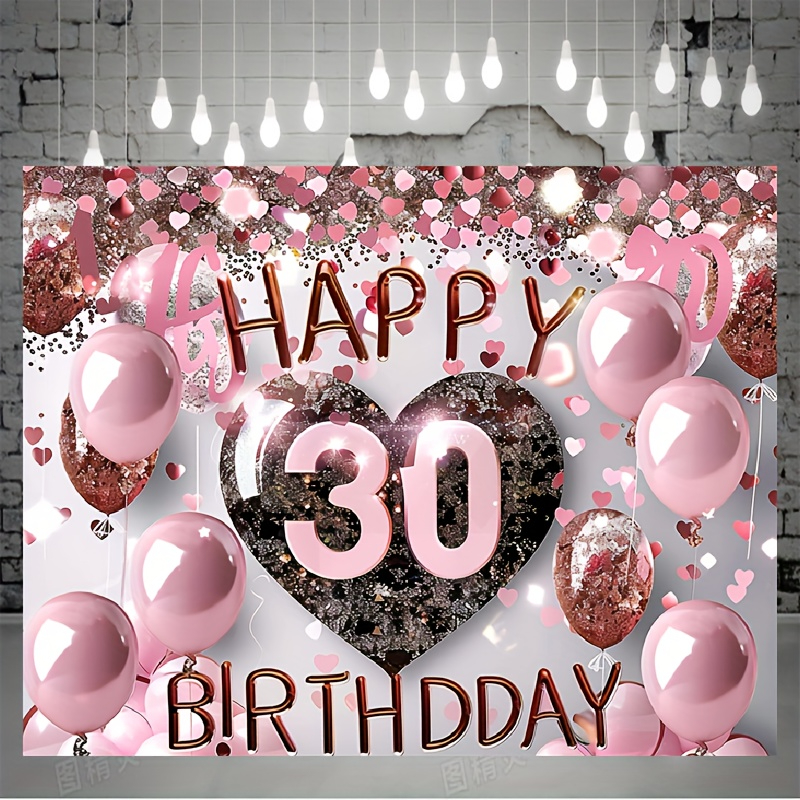 Happy 30th Birthday Banner Background Decoration Rose Gold 30 Year Old Female Crystal Background Photography Party