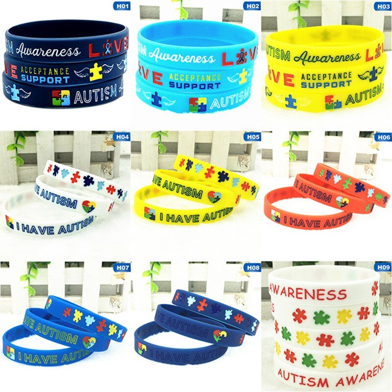 Autism Awareness Armbanden Awareness Creëert Veranderen Siliconen Polsbandje Blauw 1Pc