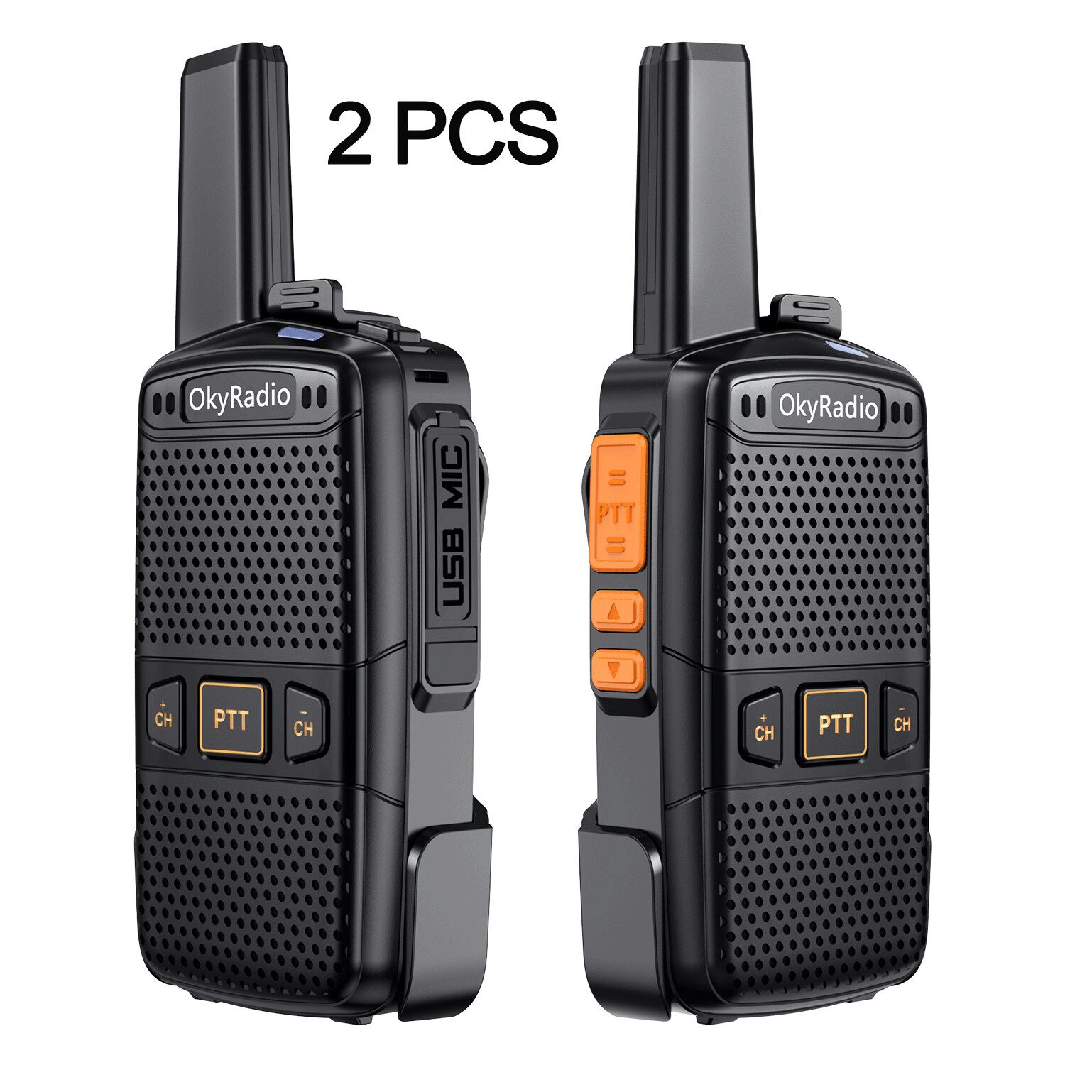 Walkie Talkie Set Draagbare Rdio Station 5W Amateur Twee Manier Ontvanger Zender Transceiver 4800Mah Usb Chargr: Black-2PCS