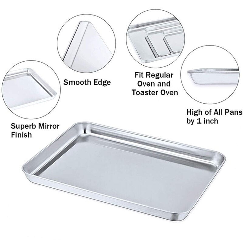 Stainless Steel Quarter Sheet Pan Bakery Cooling Racks Jelly Roll Pan Rimmed Baking Sheet For Oven Cookie Sheet With Rack