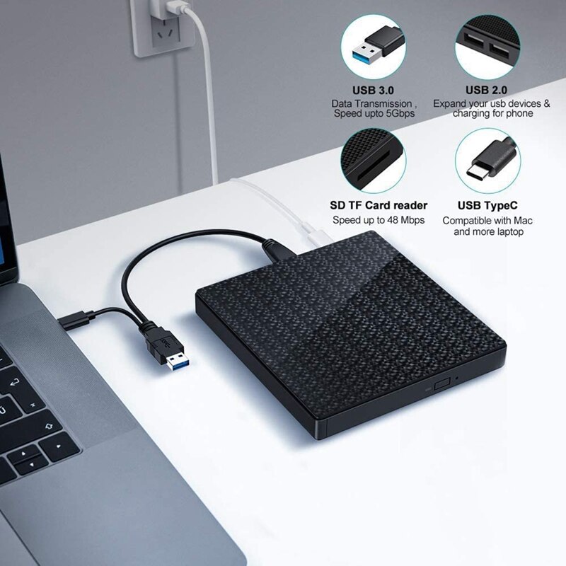 External CD DVD Drive, USB 3.0 USB-C CD DVD RW Rea... – Grandado