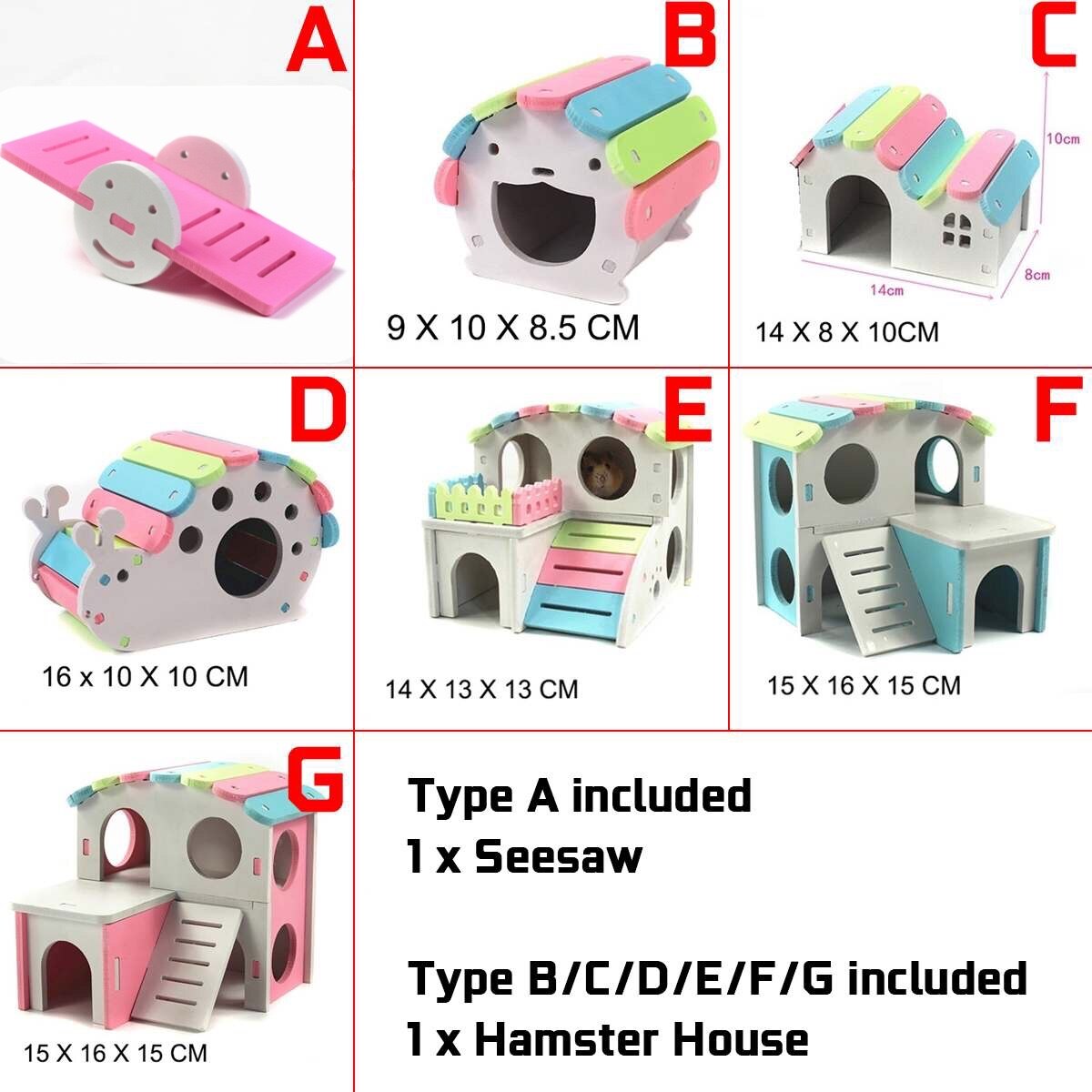 1 PC Hamster House Pet Castle Toy Pet House Viewing Deck Ladder Pet Products Hamster Nest Wooden Seesaw