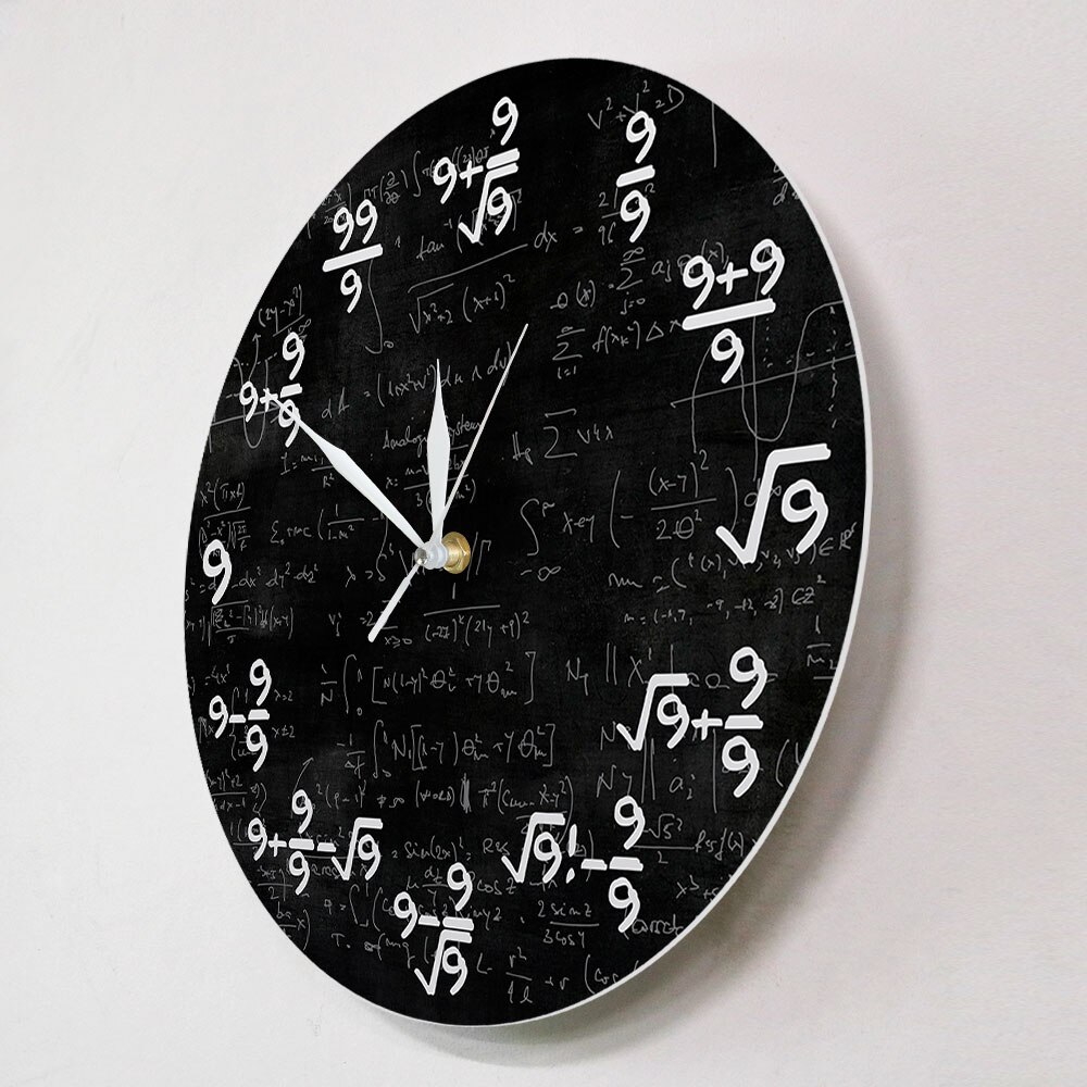 Les Nines Math horloge murale numéro 9 Math horloge moderne montre murale calcul équation l'horloge de 9s formules mathématiques Art mural