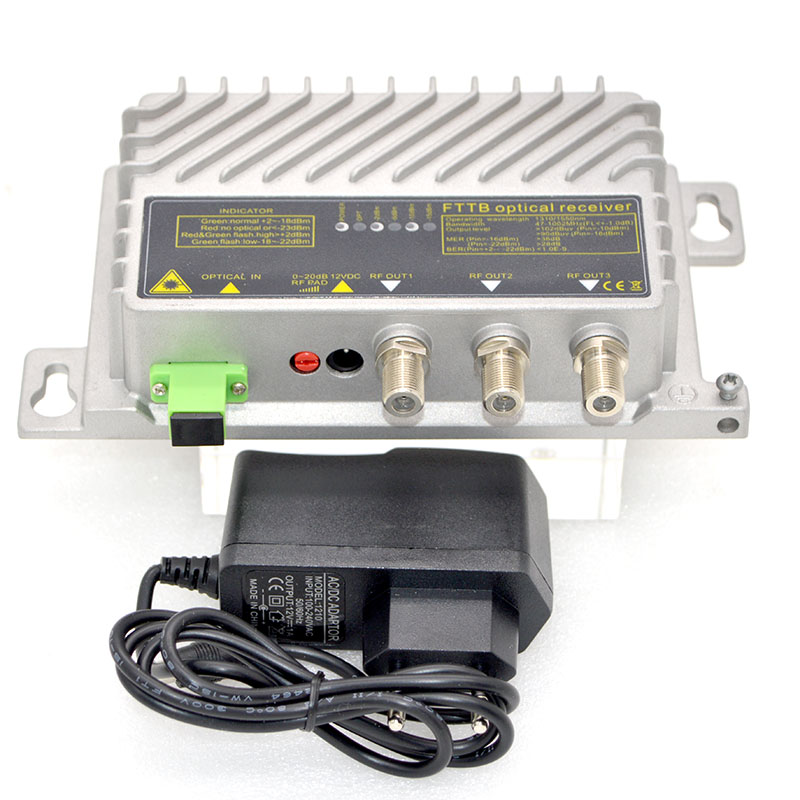 Receptor óptico FTTB CATV, mininodo de Control óptico AGC, receptor ultrabajo-23DBM con WDM, salida de alto nivel, precio bajo,: Verde