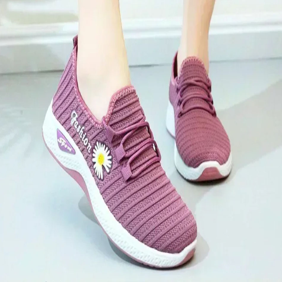 2025. Zapatos deportivos de para mujer con suelas de malla suaves y transpirables y zapatos de coco ligeros y modernos: Negro / 38