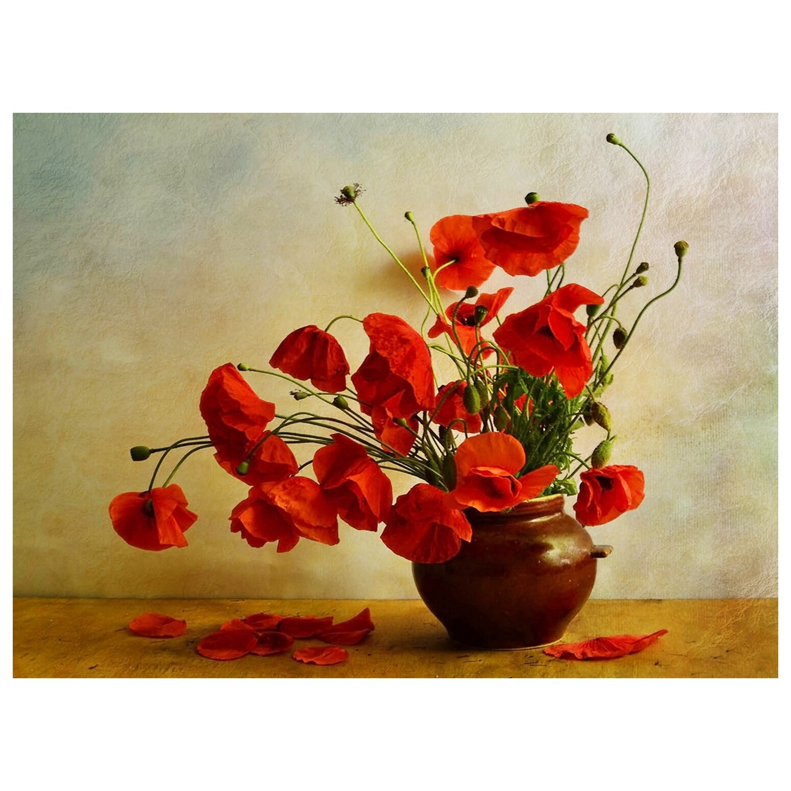 DIY Beaded Embroidery Kits Poppy with Vase Beadwork Beads 5D Partial Beaded Cross Stitch Needlework Hobby &amp; Crafts