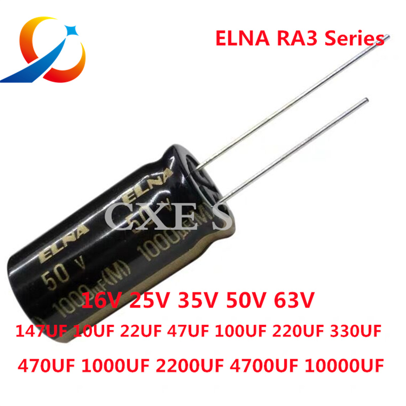 Condensatore Audio HiFi serie ELNA RA3 16V 25V 50V 63V 10uF 22uF 47uF 100uF 220uF 470uF 1000uF 2200uF 3300uF 10000uF Originale 20%