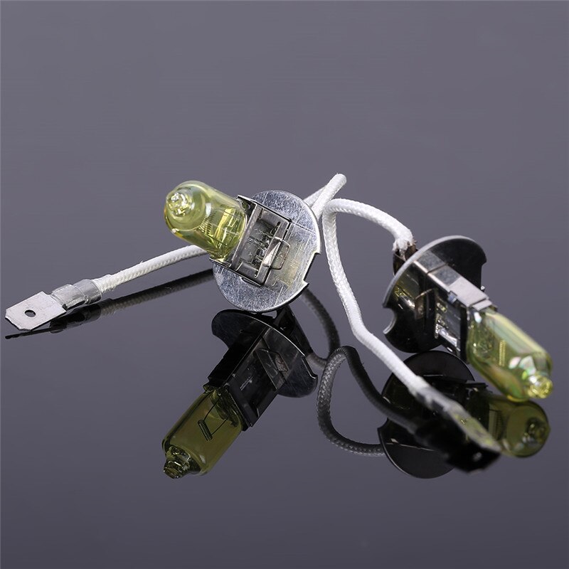 2 stk 12v 55w 3700k h3 pærer halogen gylden gul tågelygte bil styling parkering