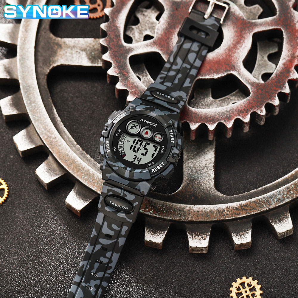 SYNOKE Student Sporthorloges voor kinderen Kleurrijke elektronische horloges 50M waterdichte klok Kinderen digitaal horloge voor jongens meisjes