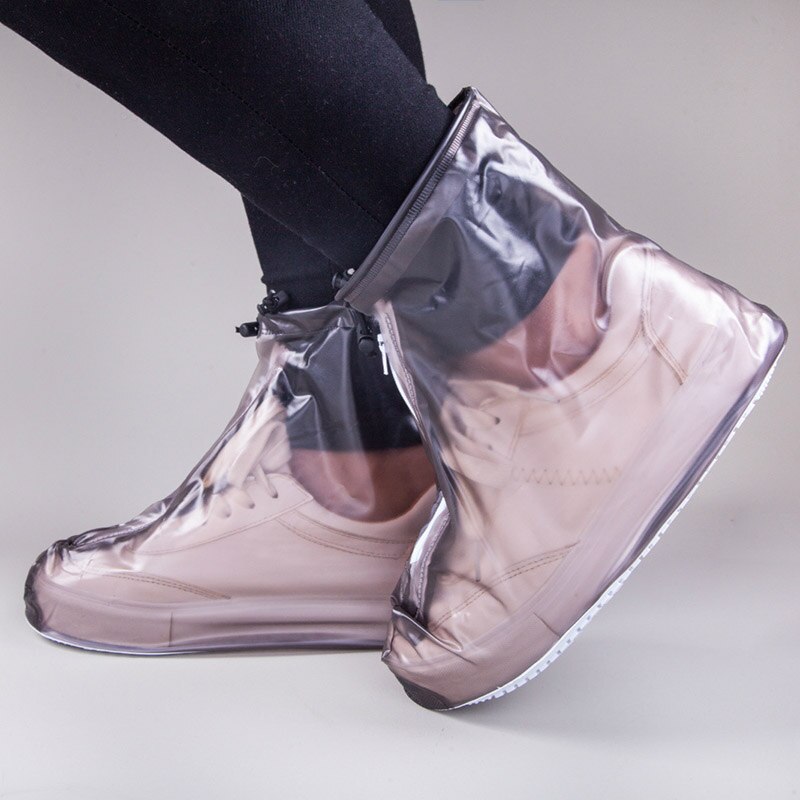 Mannen Vrouwen Waterdichte Schoenen Covers voor Regen Flats Enkellaarsjes Stofkap Organisatoren PVC Herbruikbare antislip Rain Cover voor Schoenen: Coffee / M