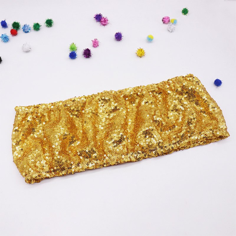1pc pailletter stolebånd bryllup stol dekoration strakte stole butterfly bånd bælte slips hotel banket forsyninger: Guld