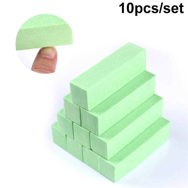 10/4/1 Pcs Roze Form Nail Buffers Bestand Voor Uv Gel White Nail File Buffer Blok Polish pedicure Schuren Nail Art Tool: 10pcs green