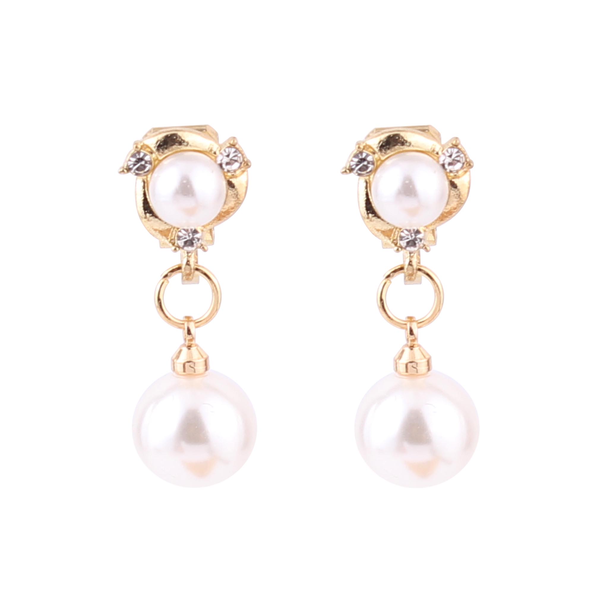 WENHQ Simulated Pearl Rhinestone Earrings Cute Clip on Earrings Non Piercing Earrings for Women No Hole Ear Clip: Style 5