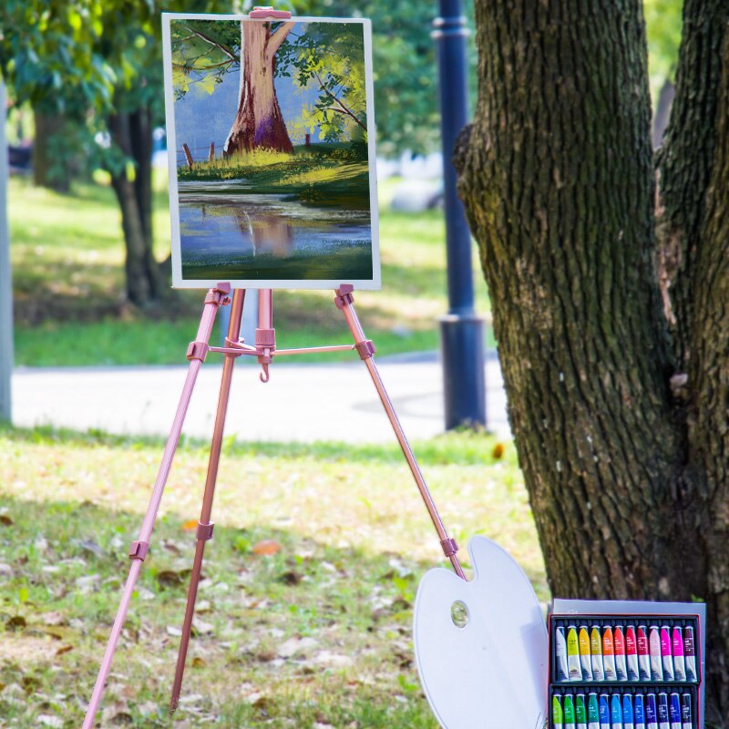 Caballete telescópico portátil para dibujo, Caballete De boceto, multifunción, manivela De aluminio, para Pintura al óleo, tablero 4K