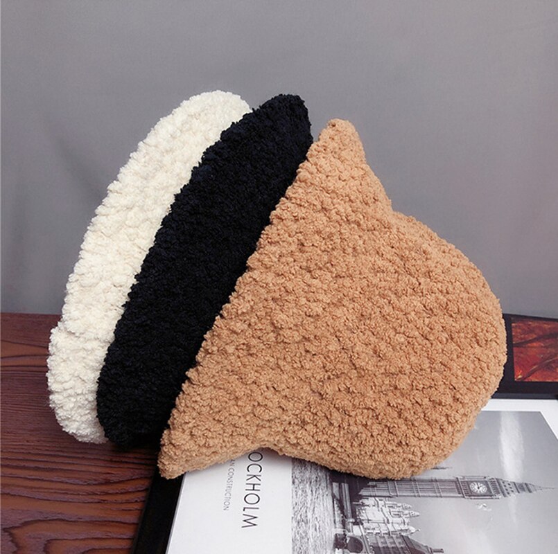 Winter Warm Knitted Hats Ladies Korean Color Matching Wool Fisherman Hats Bucket Hat Women Hat