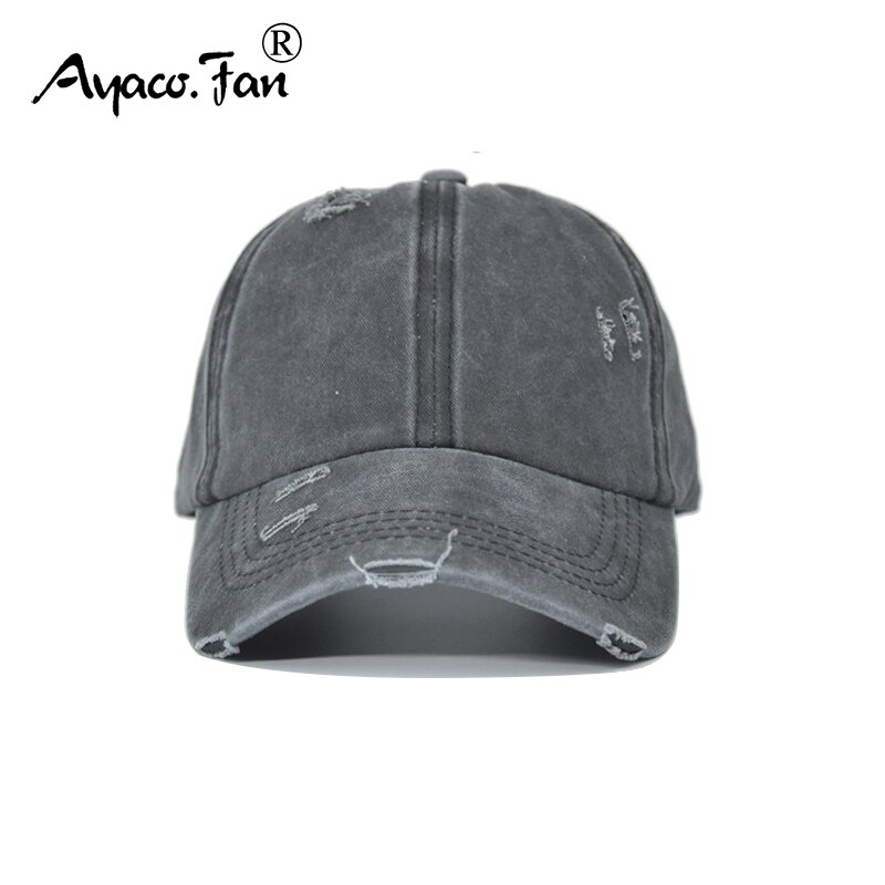 Boné de beisebol buraco lavado nova primavera sólida sunhat homens mulheres verão algodão snapback bonés hip hop chapéu de pesca retro rabo de cavalo viseira