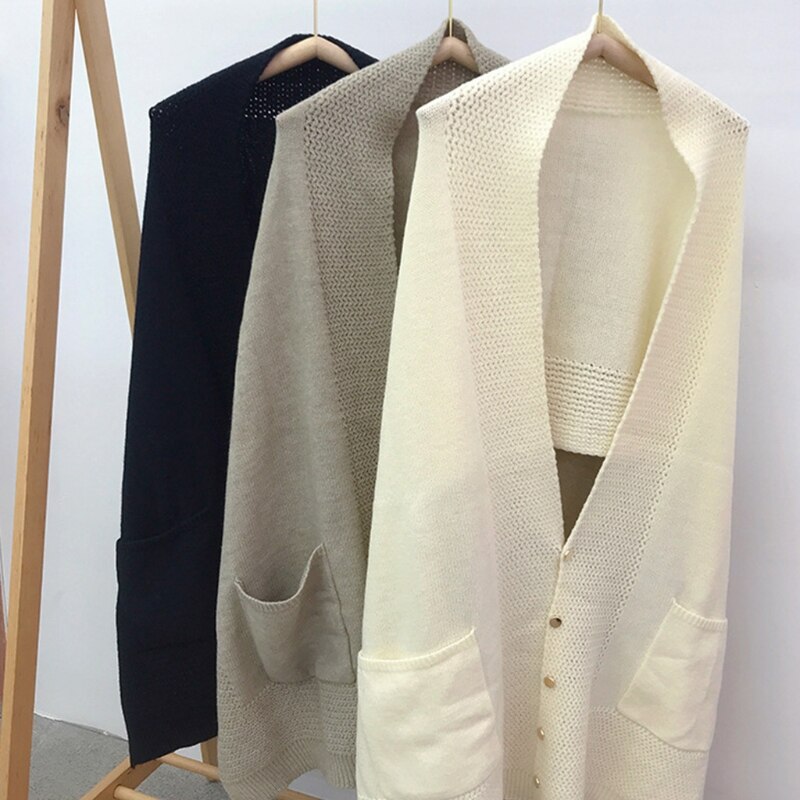 Koreaanse dames winter gebreide oversized poncho deken cape met grote zakken aan de voorkant effen kleur sjaal wikkel trui met knoopjes ca