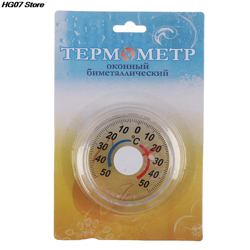1 stk. rundt plastik dør- og vinduestermometer udendørs dørvinduet termometer visertype kulde- og varmeur