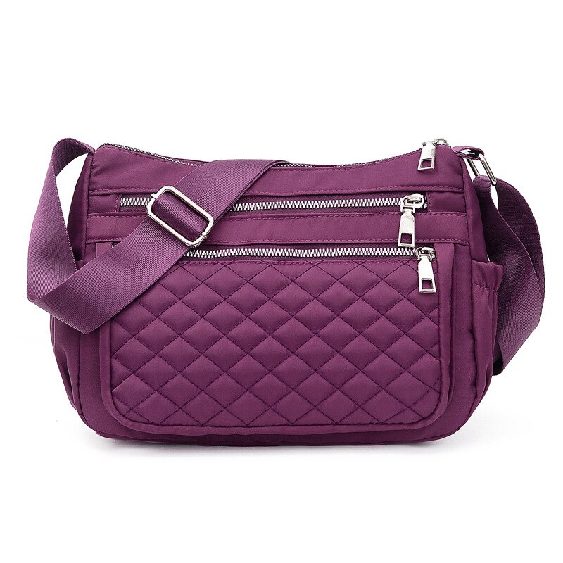 Bolso femenino de lona de un solo hombro, bolsa de dumplings de gran capacidad, bolso de tela grande Diagonal de ocio, bolso cruzado: Dark Purple