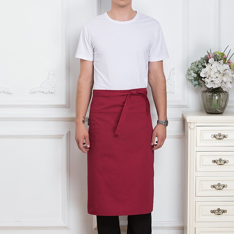 Delantal de cocina de medio cuerpo para hombre y mujer, para restaurante, Chef, camarero, cocina corta, cafetería, tienda, panadería