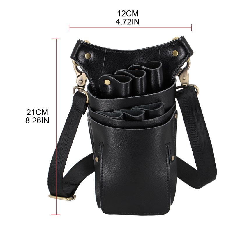 Hair Stylist Pocket Hairdressing Tool PU Leather Pouch Scissors Bag with Strap D0UD