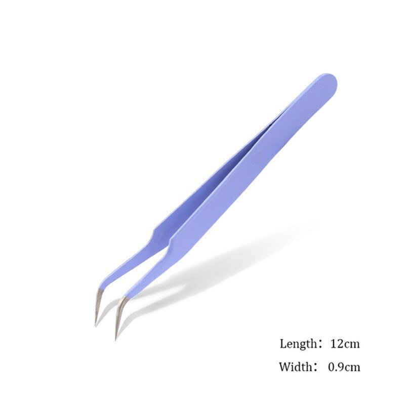 Snoep Kleur Roestvrijstalen Pincet Macaron Kleur Sticker Tool Wimper Extension Wees Nipper Clip Manicure Nail Art Tool: purple type 2