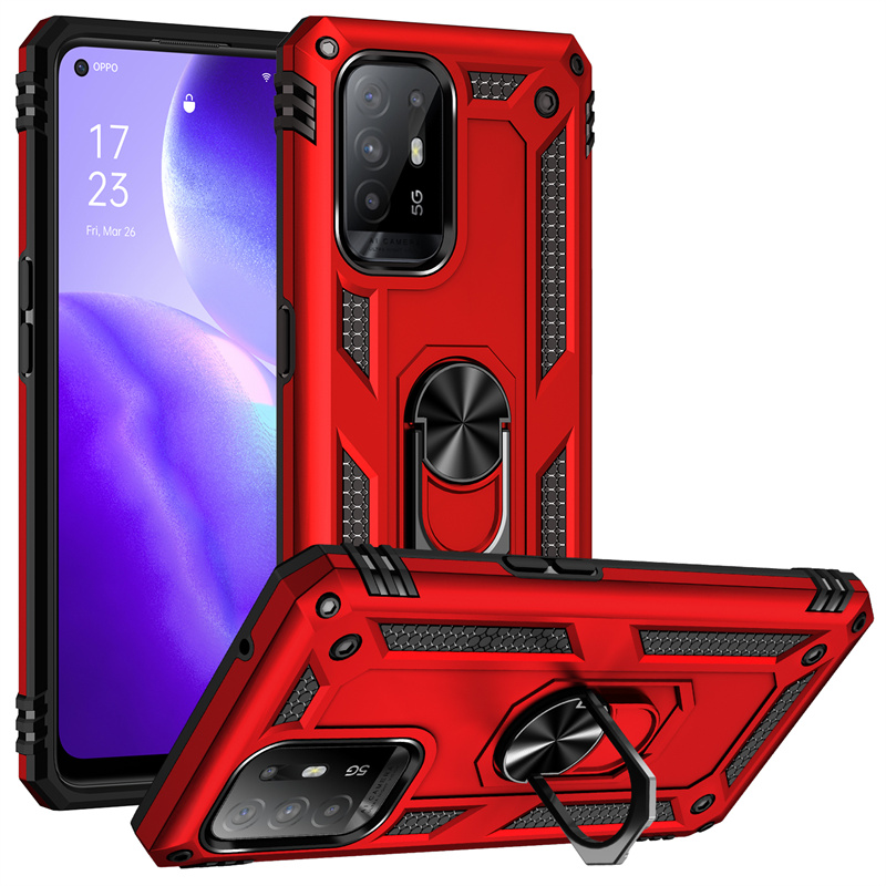 Funda de teléfono A prueba de golpes para OPPO A94 5G, carcasa trasera de PC dura con anillo de soporte magnético para coche Reno 5Z 5 Z Reno5Z A 94 Oppoa94: ABS / Castaño