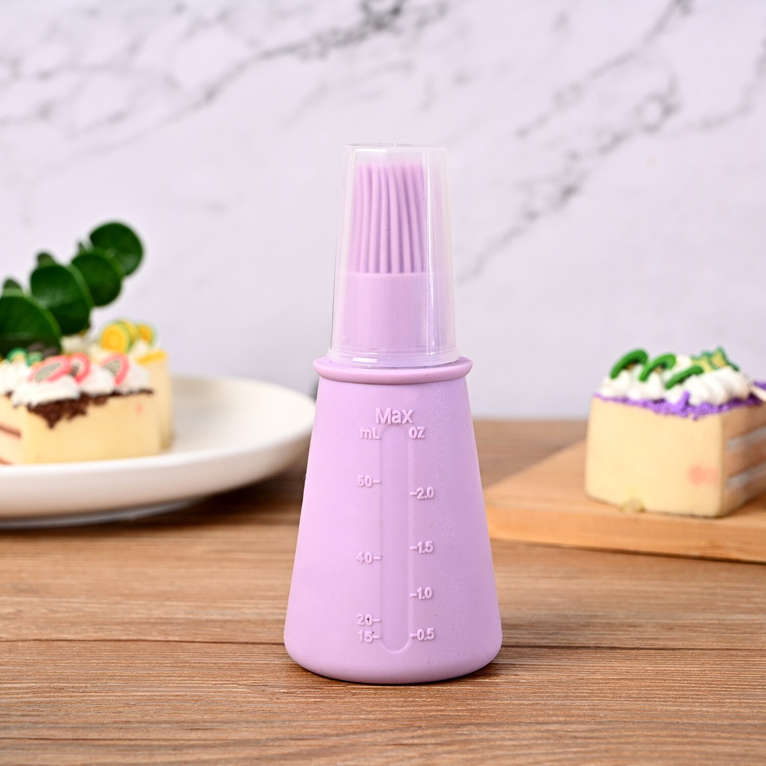 1 Stuks Draagbare Siliconen Olie Fles Met Borstel Grill Olie Borstels Vloeibare Olie Gebak Keuken Bakken Bbq Gereedschap Keuken Gereedschap voor Bbq: Purple