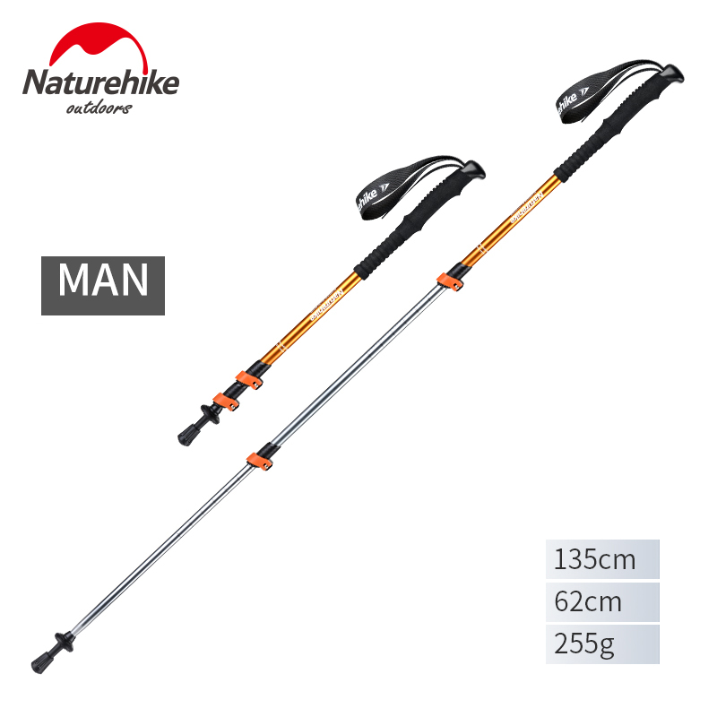 Naturehike ultralett trekking foldestang aluminiumslegering alpenstocks vandring pinner camping familie alpenstocks menn gutt: Mann oransje