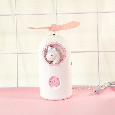 night light Unicorn fan mini fan Mini Summer electric fan cartoon cute girl Mini Fan portable USB charging fan: unicorn 001