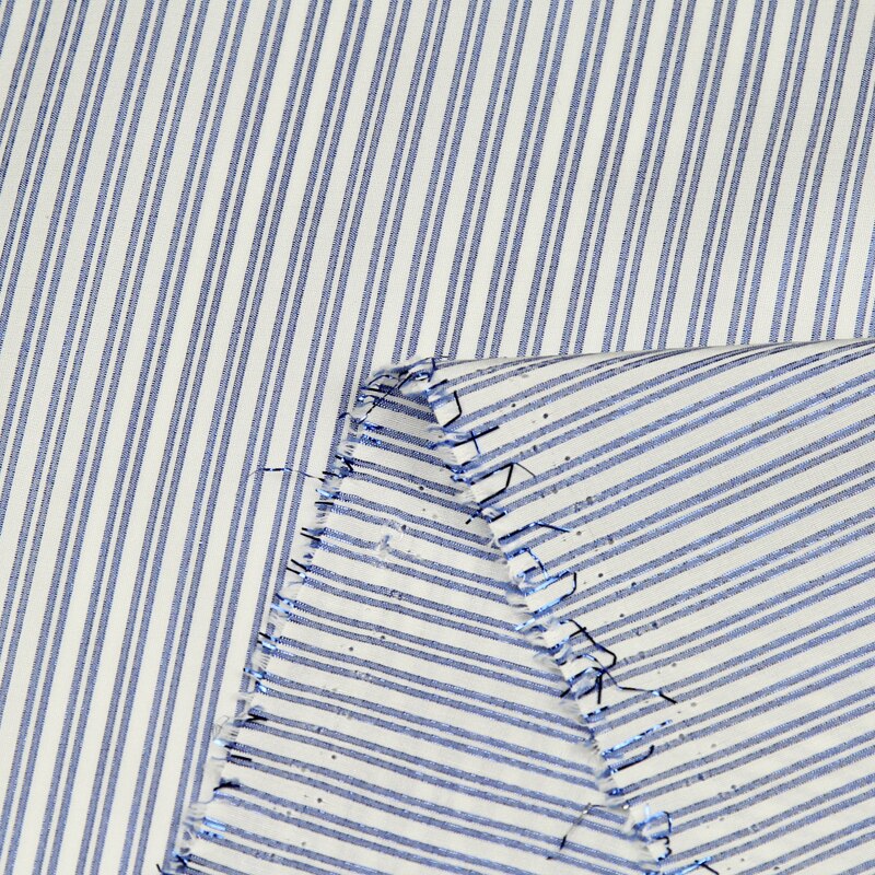 Blue and white stripe silk and cotton and polyester blended fabric 150cm width,SCT477