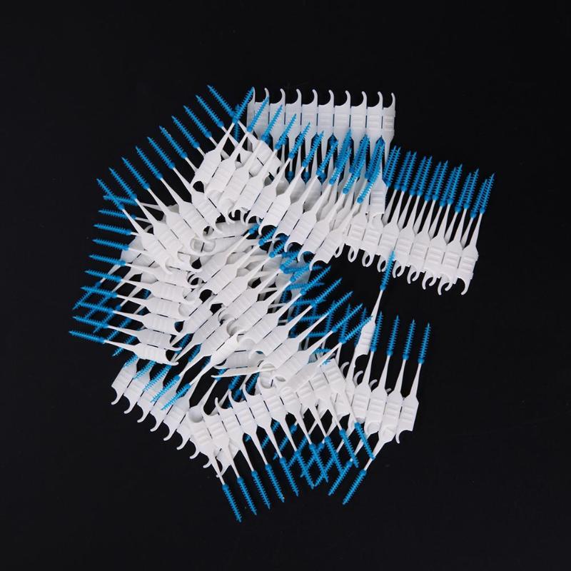 200pcs Double Head Dental Floss Hygiene Plastic Interdental Brush Tooth Healthy Clean Oral Care Toothpick Teeth Clean Sticks