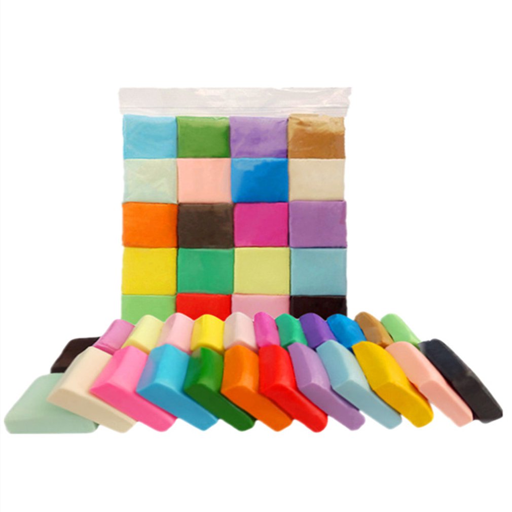 24pcs/set Soft Clay Sculpture DIY With Plasticine Kids Educational Toy 24 Colors Crystal Soil Sets No.7 Bag