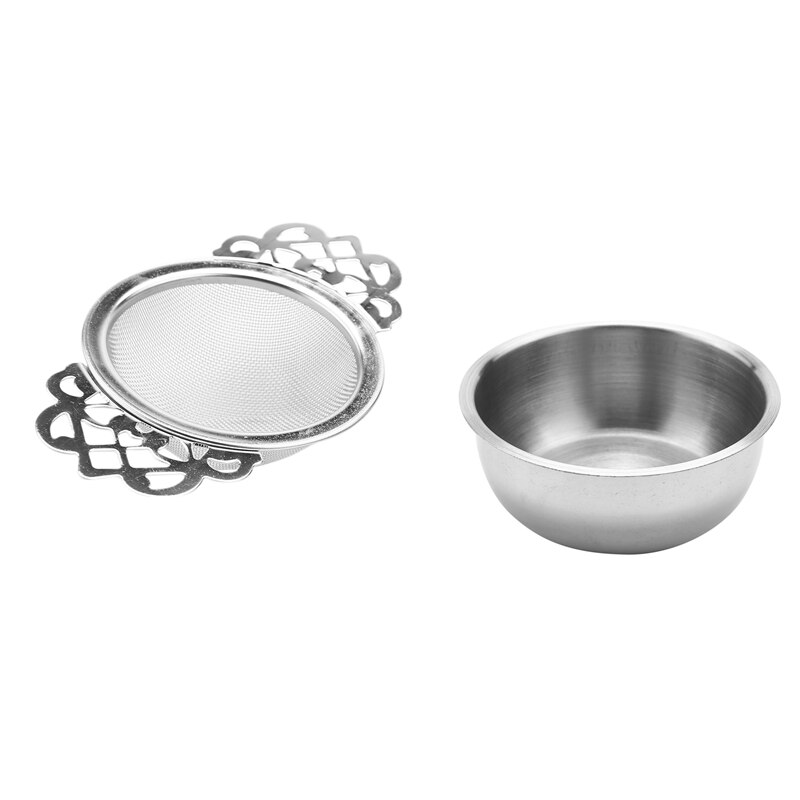! Tea Strainers With Drip Bowls (2-Pack), Stainless Steel Loose Leaf Tea Strainers