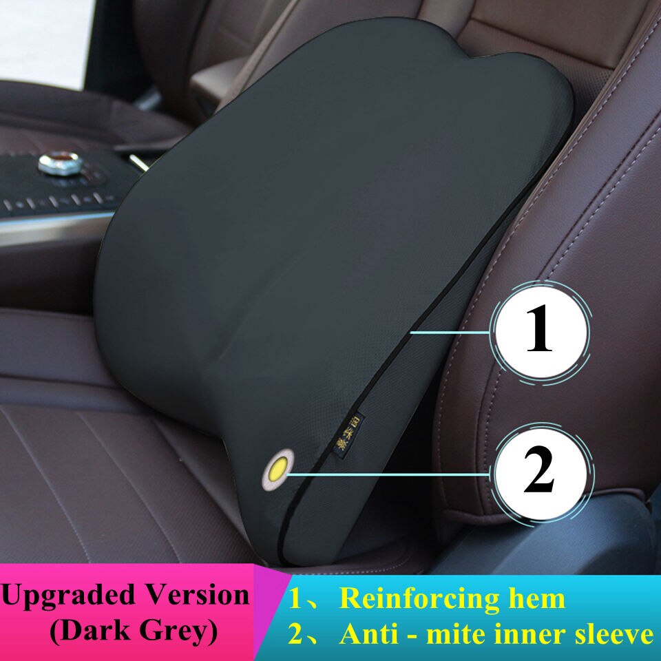 Cojín de apoyo Lumbar para asiento de coche, cojín para silla de oficina, transpirable, de viaje, suave de algodón con memoria: B2-Dark Grey