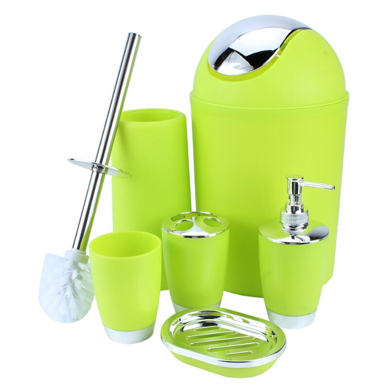 6Pcs Black Bathroom Accessories Toothbrush Holder Bin Soap Dish Dispenser Tumbler Toilet Brush Toilet Bathroom Set Green White: Green
