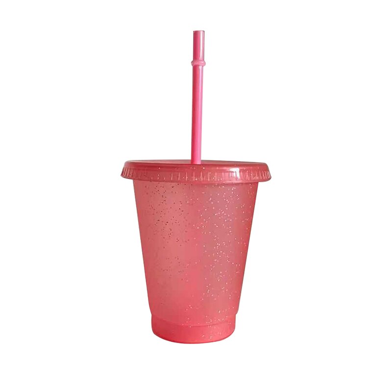 Tasse de voyage créative en plastique avec paille, 5 pièces, 700ml, pour boisson fraîche, café, jus de thé, Smoothie, réutilisable: small pink