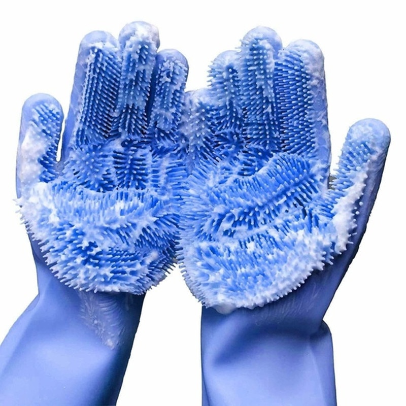 1 paire Silicone vaisselle gants magique Silicone nettoyage gant pour ménage épurateur caoutchouc cuisine propre outil vaisselle lavage gants