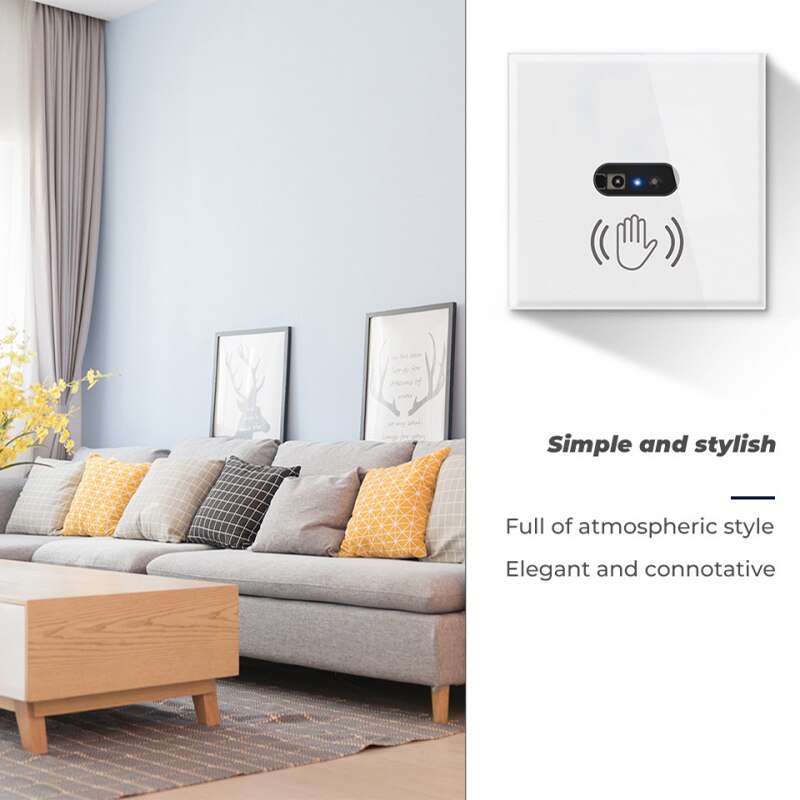 Mini 250V 10A Touchless Smart Wall Light Switch Infrared Sensor Glass Display PIR Motion Switch Household Automation Accessories